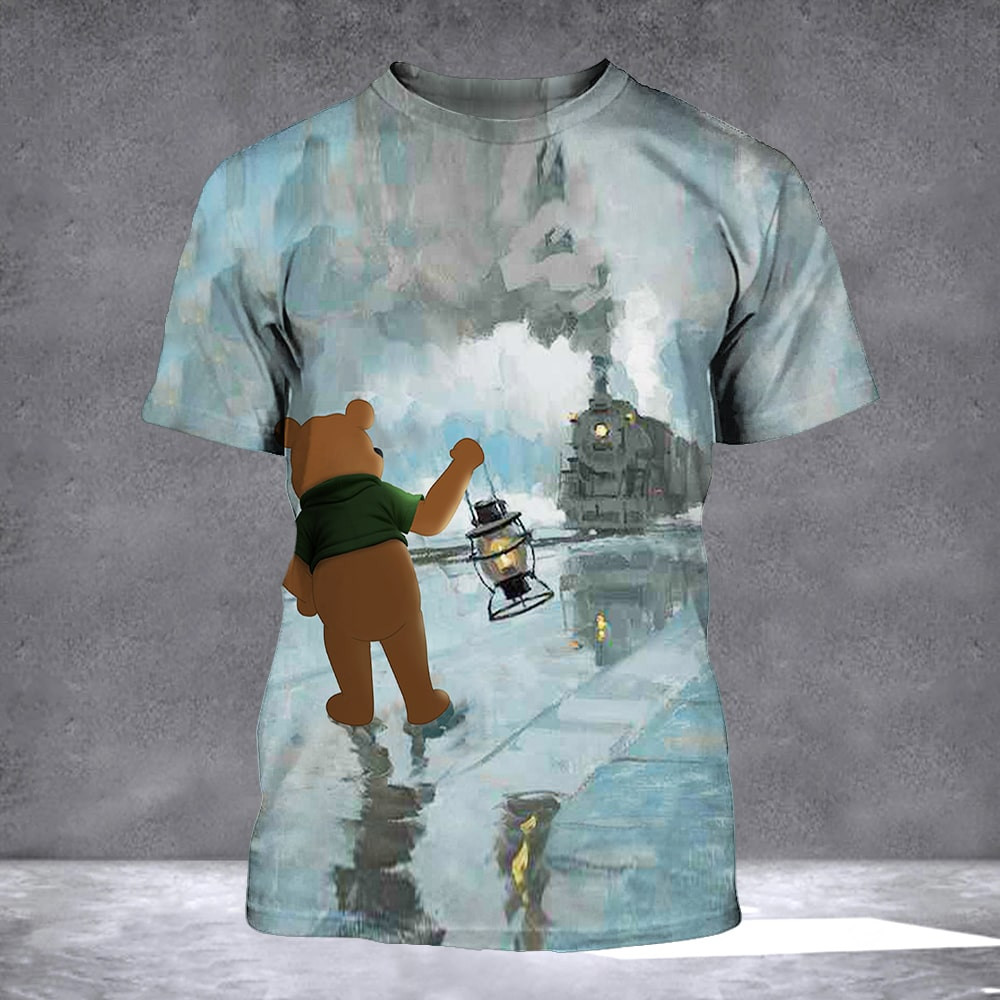 Pooh Bear Train Shirt Bear Lovers Cartoon T-Shirt Gifts For Fans
