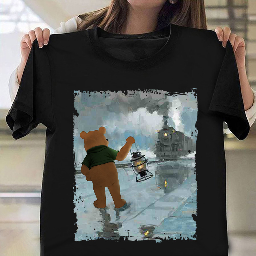 Pooh Bear Train Shirt Cartoon Graphic Cute T-Shirt Gifts For Bear Lovers