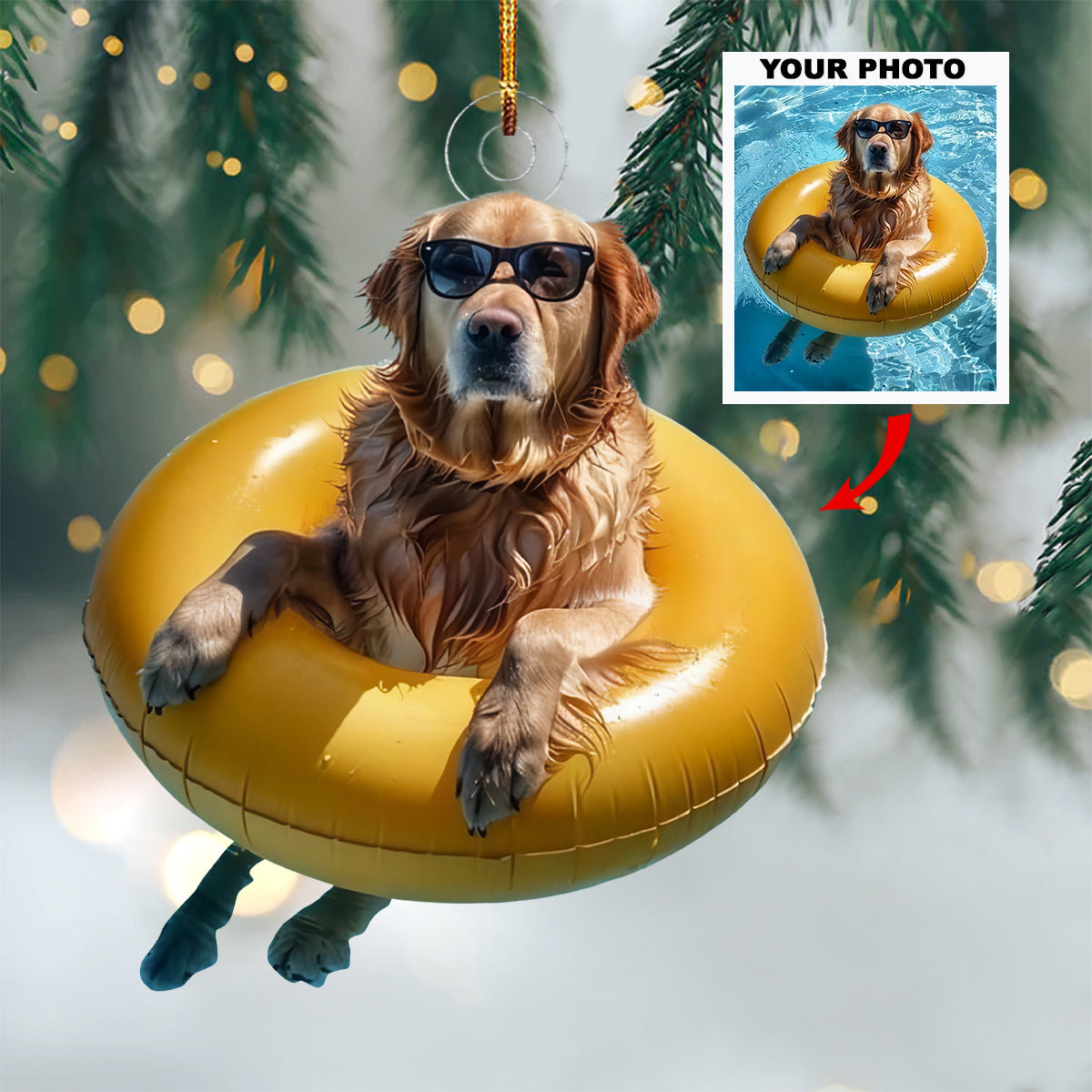 Pool Pup Personalized Photo Mica Ornament Gift For Dog Lovers Pet Lovers Dog Mom Dog