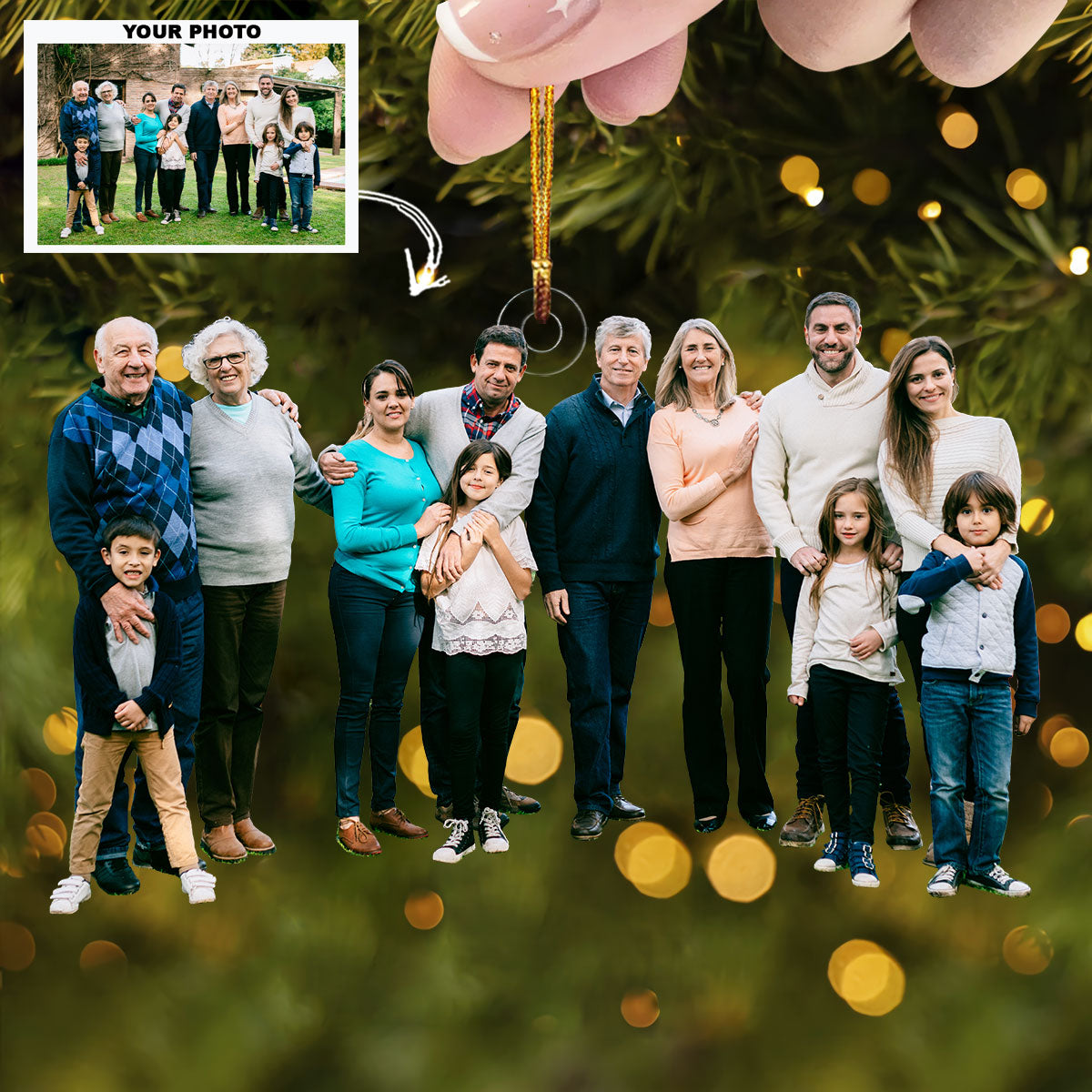 Pool View Personalized Photo Mica Ornament Gift For Family Family Members