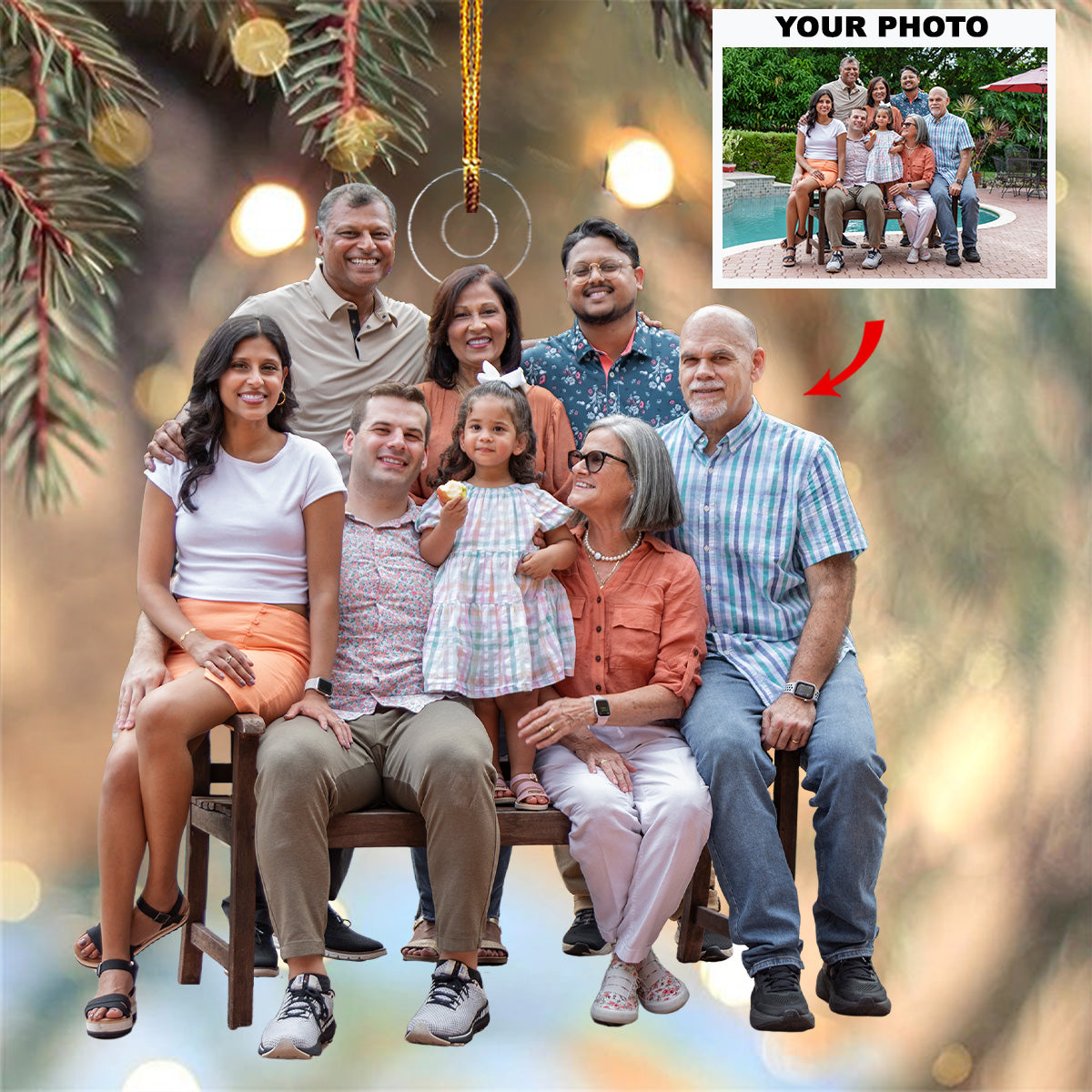 Poolside Smiles Personalized Photo Mica Ornament Gift For Family Family Members