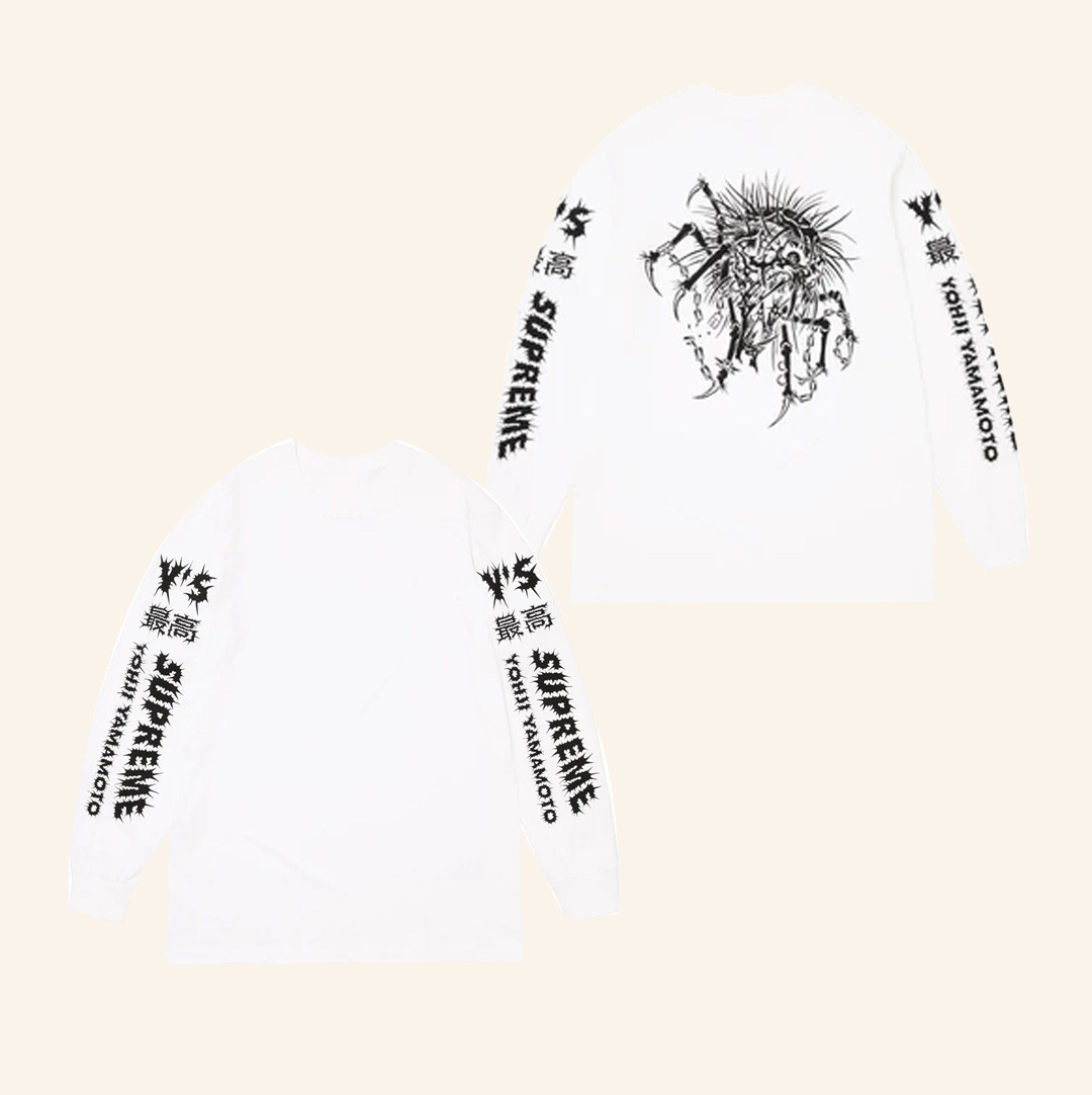 Popcorn Store Merch Supreme Yohji Yamamoto LS White Tee