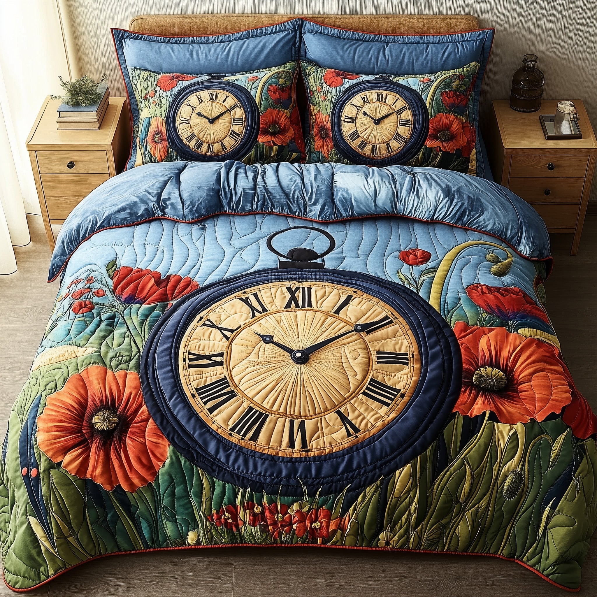 Poppies Quilted Bedding Set Duvet Cover Merchandise Xmas Present Ideas For Sister In Law