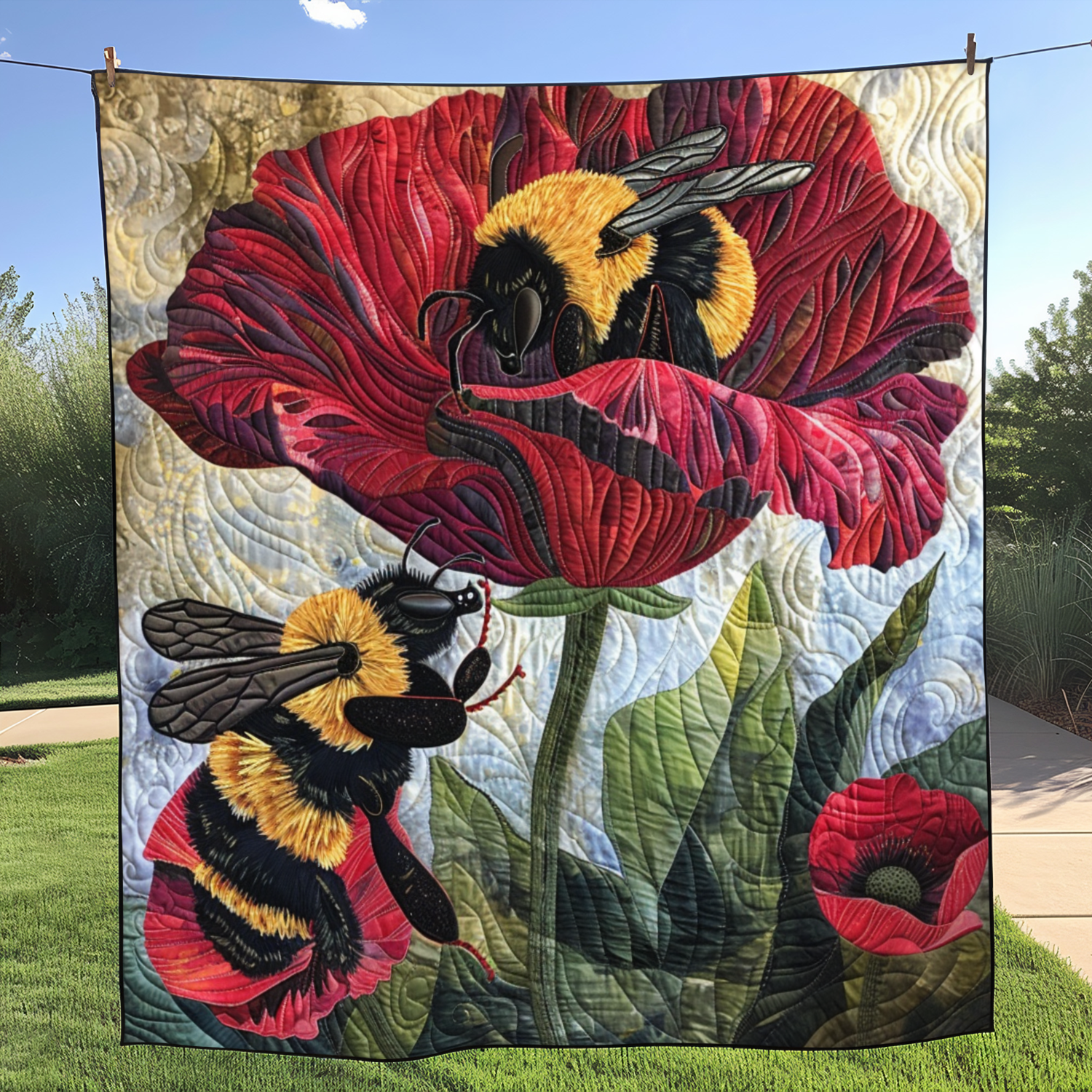 Poppy Bees Quilted Blanket Cute Fuzzy Blankets