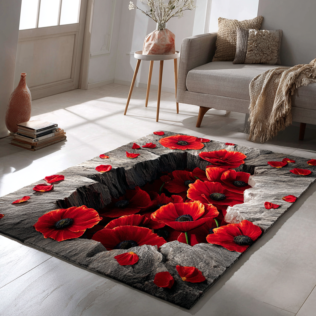 Poppy Blossom Area Rug Floor Rugs Xmas Gifts For Cousins
