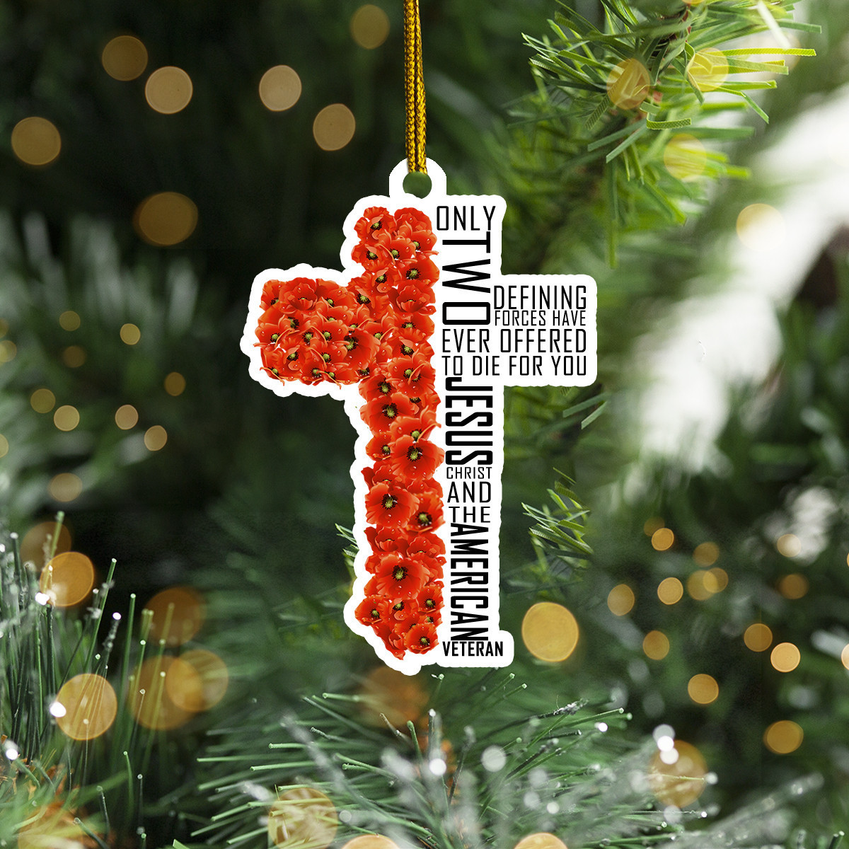 Poppy Cross Only Two Defining Jesus And American Veteran Ornament Patriotic Gift For Veterans