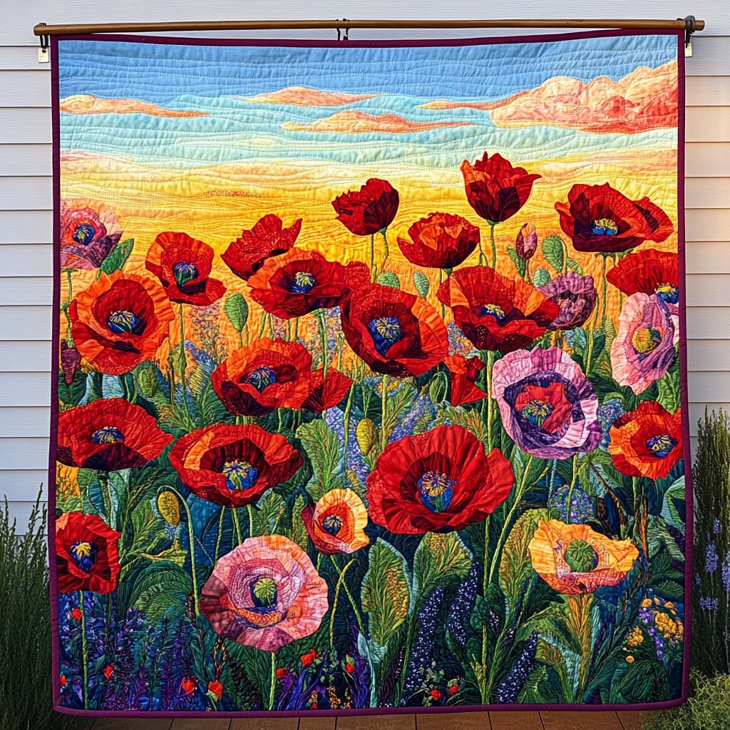 Poppy Field Quilted Blanket Christmas Gifts For Parents