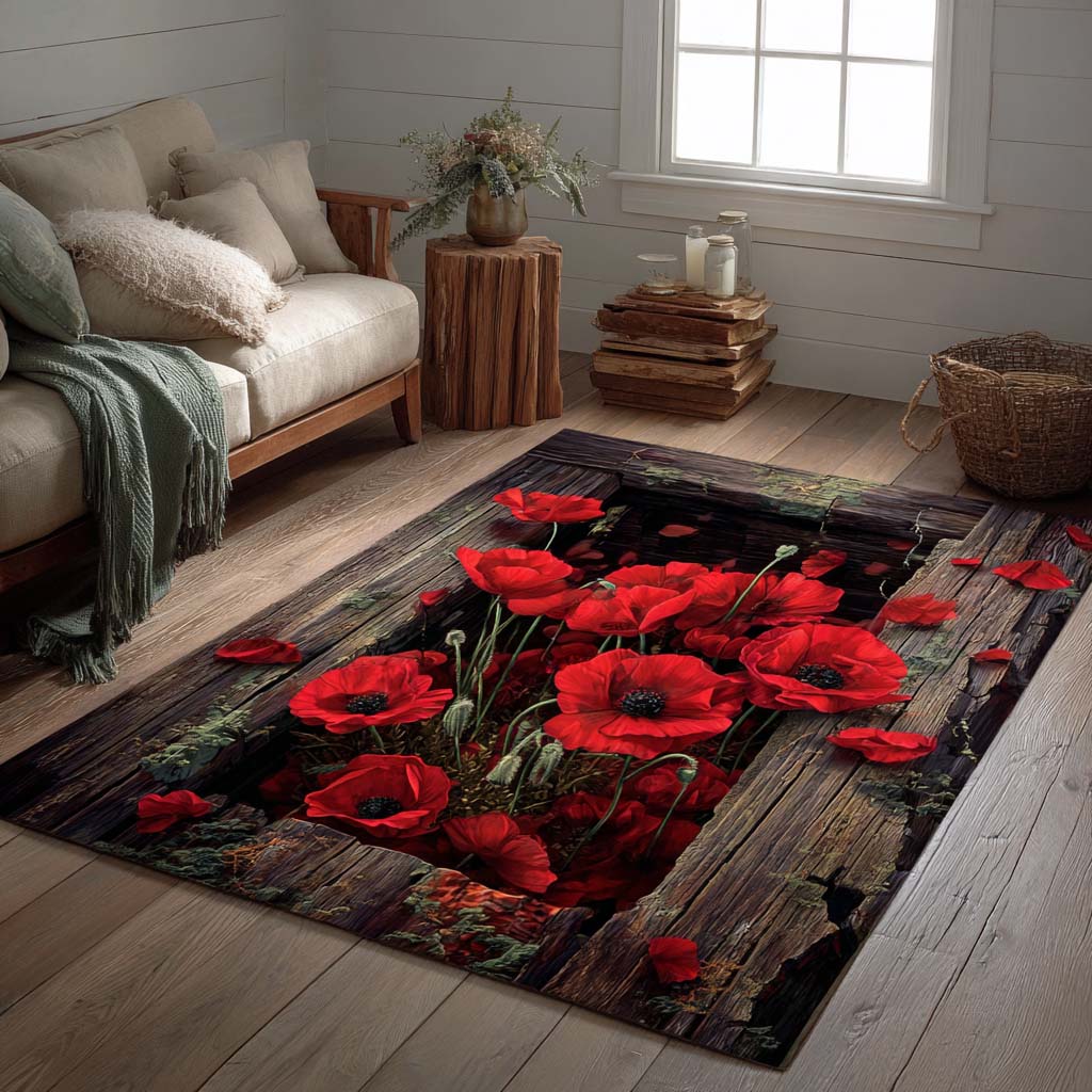 Poppy Meadow Area Rug Modern Holiday Decor Sunflower Items For Gifts