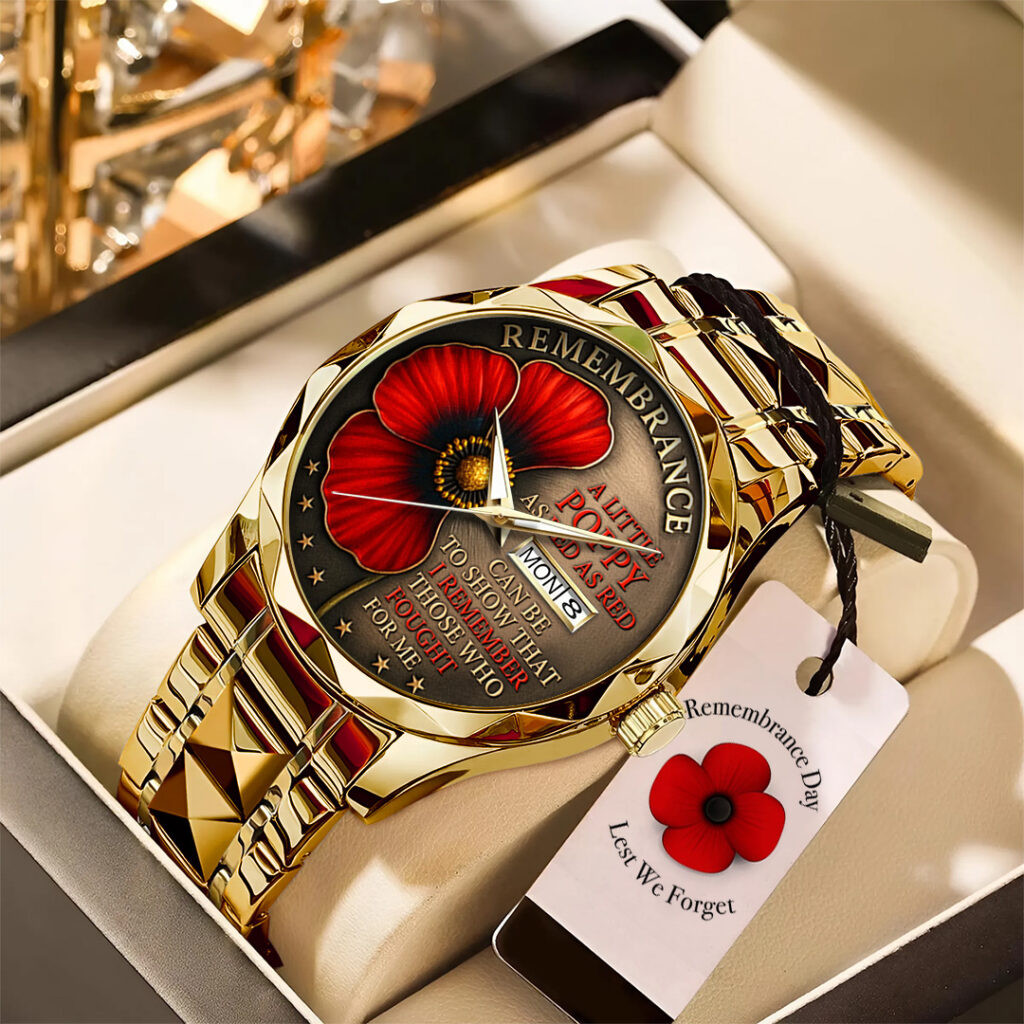 Poppy Remembrance Military Steel Watch Remember The Fallen Gifts For Veterans