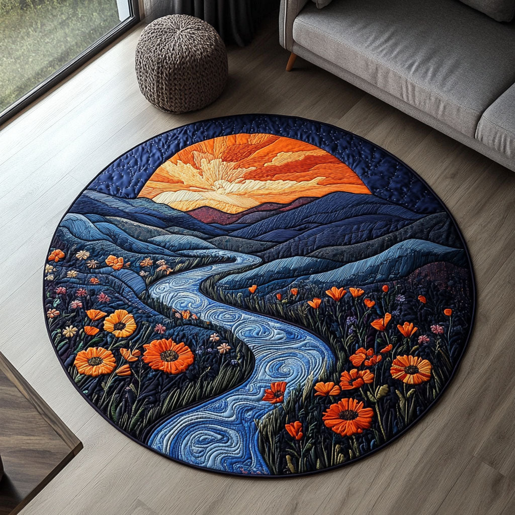 Poppy Trail Quilted Round Mat Christmas Decor For Entryway Sunflower Gifts For Mom