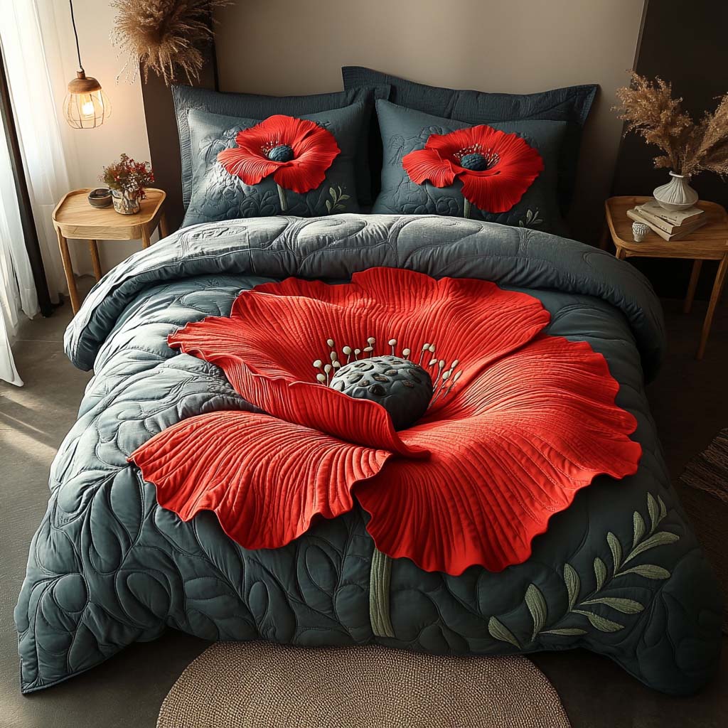 Poppy Twilight Quilted Bedding Set Xmas Duvet Sets Christmas Ideas For Family