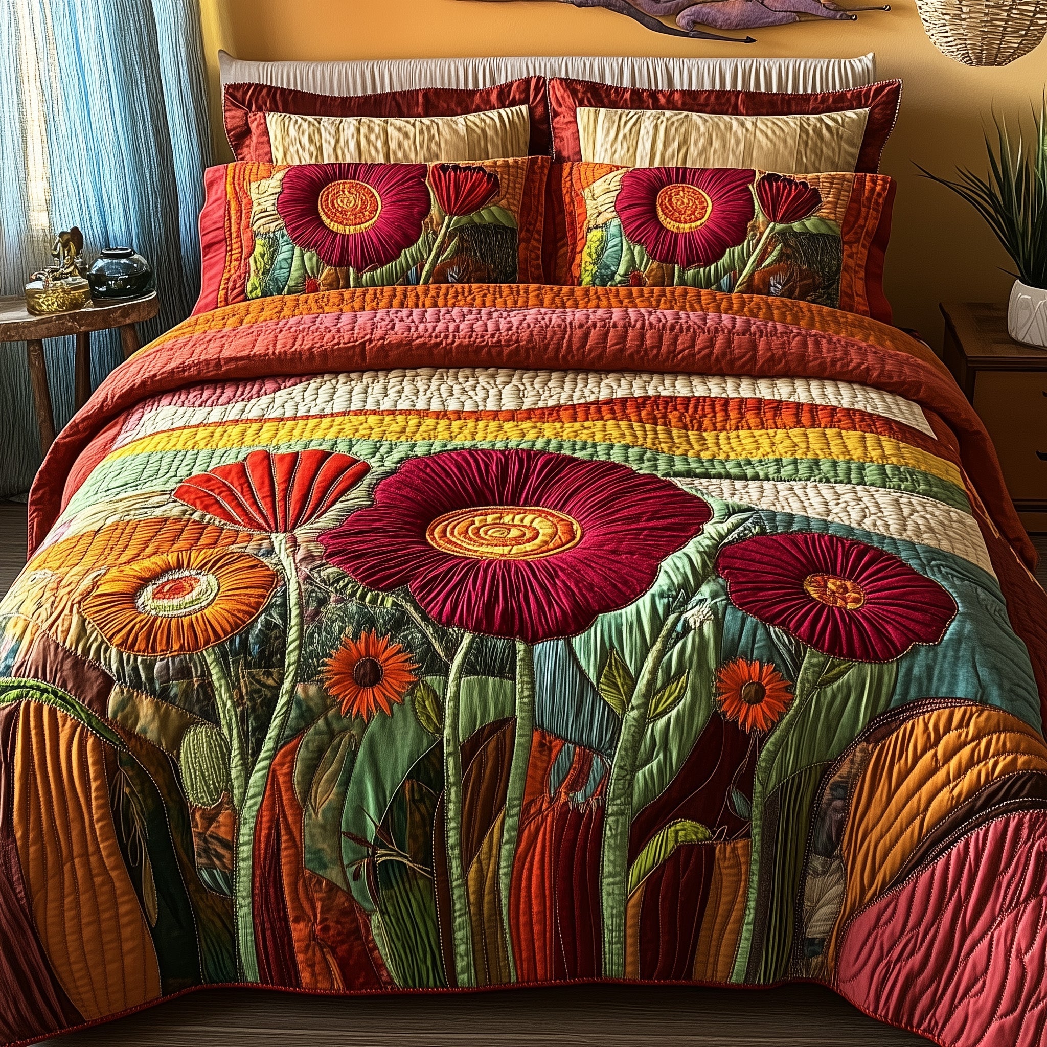 Poppyfield Glow Quilted Bedding Set Duvet Cover Bedspread Christmas Gift Ideas For Boyfriend