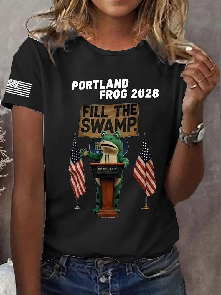 Portland Frog 2028 Black Shirt Fill The Swamp Anti ICE Protest Merch Gifts