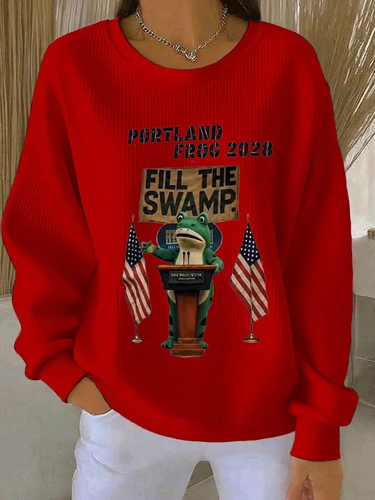 Portland Frog 2028 Red Sweatshirt Fill The Swamp Antifa Protest Merch Gifts