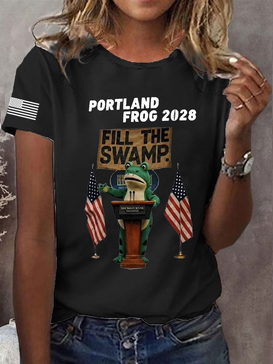 Portland Frog 2028 Resist Fill The Swamp T-Shirt USA Flag Political Protest Clothes Gifts