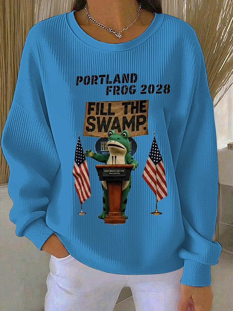 Portland Frog 2028 Sweatshirt Fill The Swamp Anti Fascist No Kings Protest Apparel Gifts