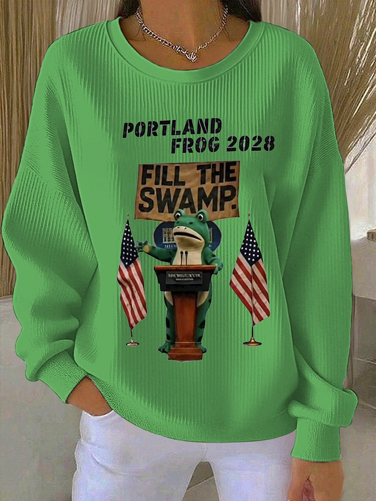 Portland Frog 2028 Sweatshirt Fill The Swamp Frog ICE Protest No Kings Merch Gifts