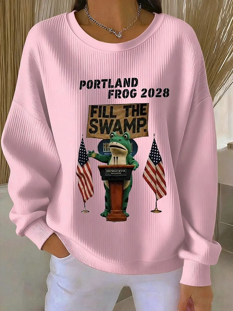 Portland Frog 2028 Sweatshirt Fill The Swamp No Kings Protest Apparel Gifts