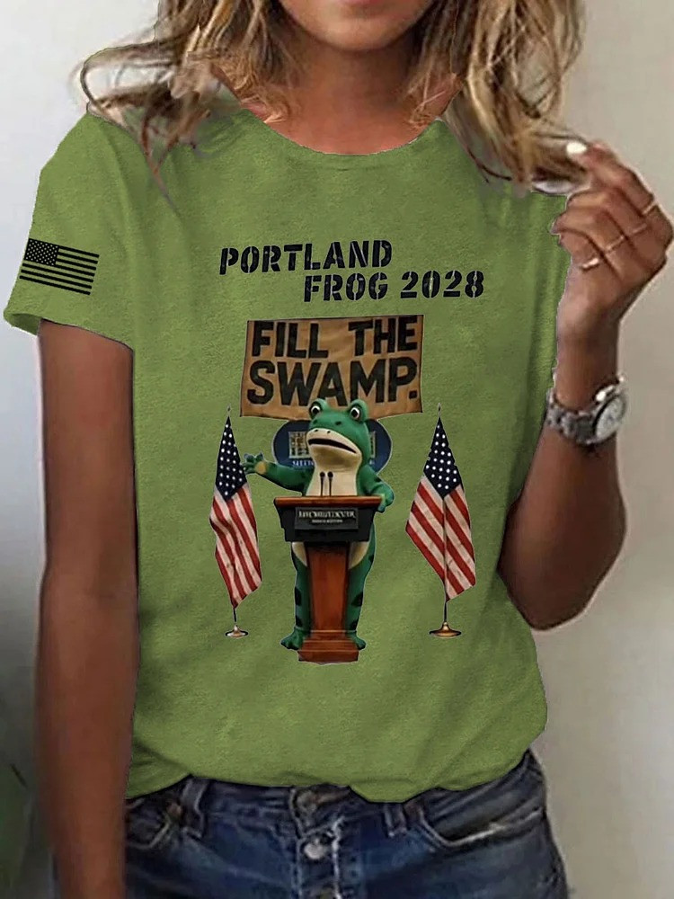 Portland Frog 2028 T-Shirt Frog ICE Protest No Kings Apparel Gifts For Liberal Friends
