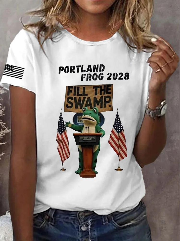 Portland Frog 2028 White Shirt Anti ICE Protest No Kings Apparel Gifts