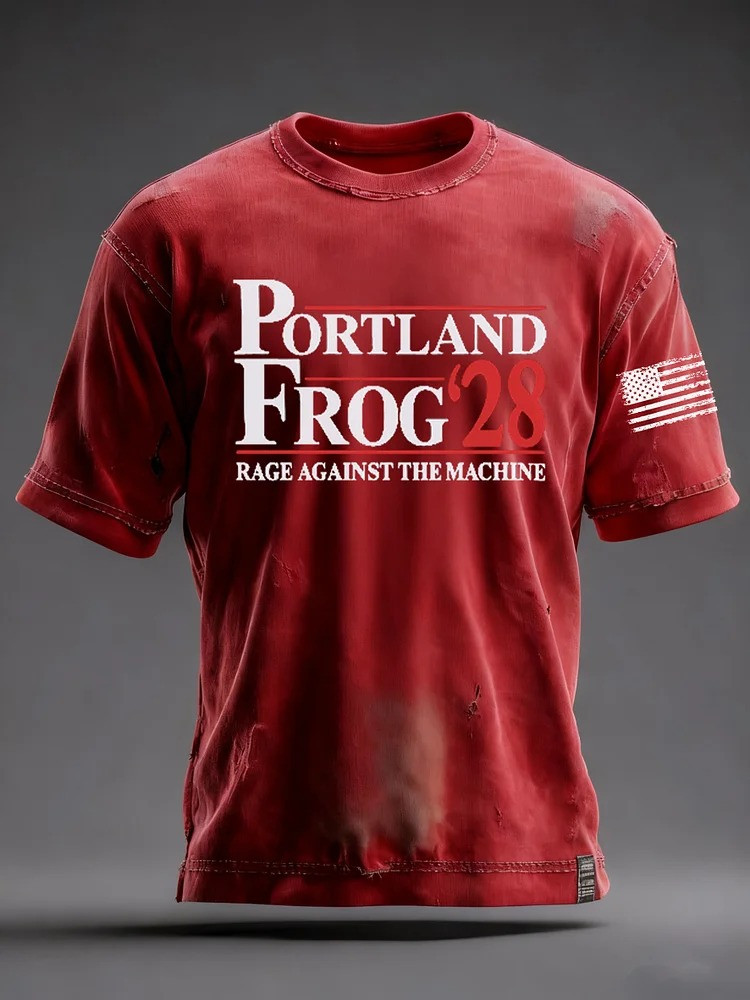 Portland Frog 28 Red T-Shirt Rage Against The Machine Shirt No Kings Protest Merch