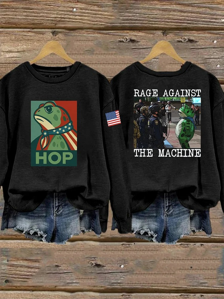 Portland Frog Hop Sweatshirt Rage Against The Machine Merch No Kings Protest Apparel