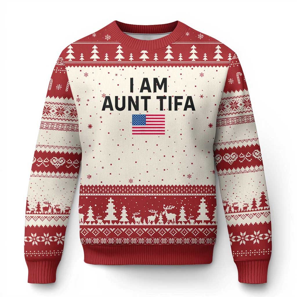 Portland Frog I Am Aunt Tifa Ugly Christmas Sweater Antifa Protest Merch Gift For Friend