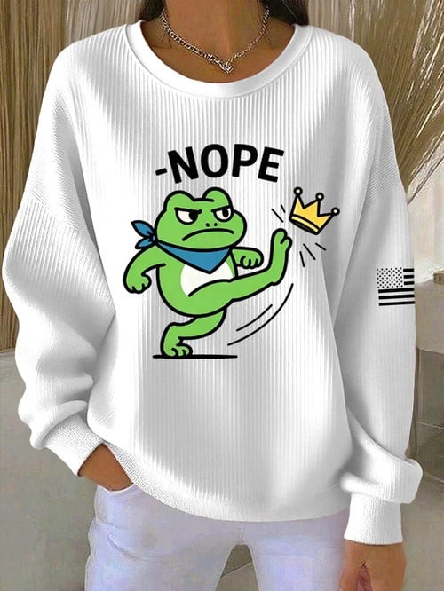 Portland Frog Kicking Crown Resist Nope Sweatshirt USA Flag Antifa Protest Merch Gifts