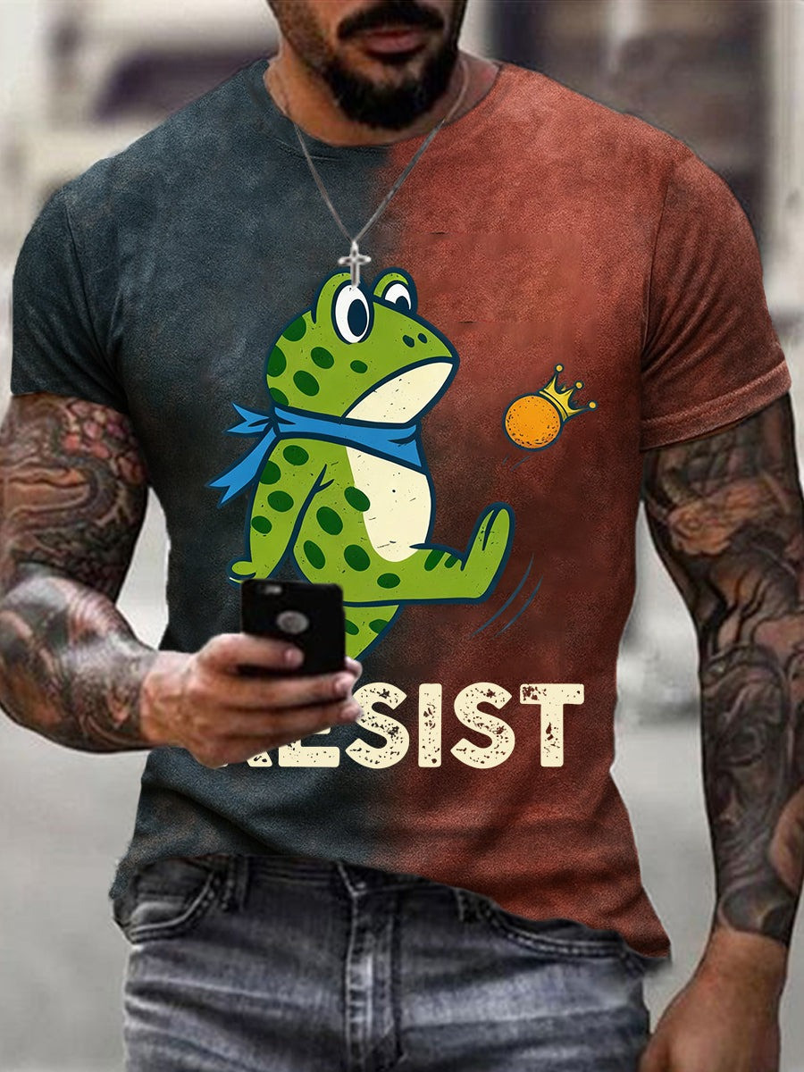 Portland Frog Kicking Crown Resist T-Shirt No Kings Political Protest Apparel Present Ideas