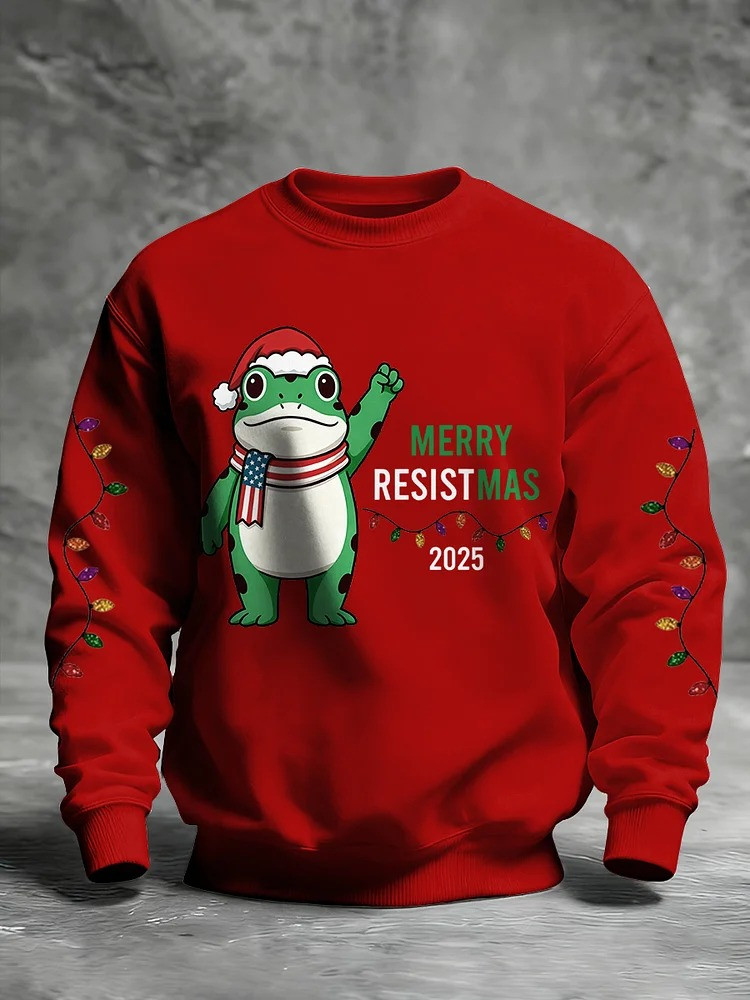 Portland Frog Merry Resistmas 2025 Sweatshirt Anti MAGA Merch Christmas Present For Men