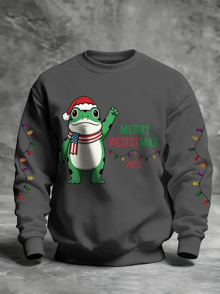 Portland Frog Merry Resistmas 2025 Sweatshirt Anti Trump Merch Christmas Gifts For Brother