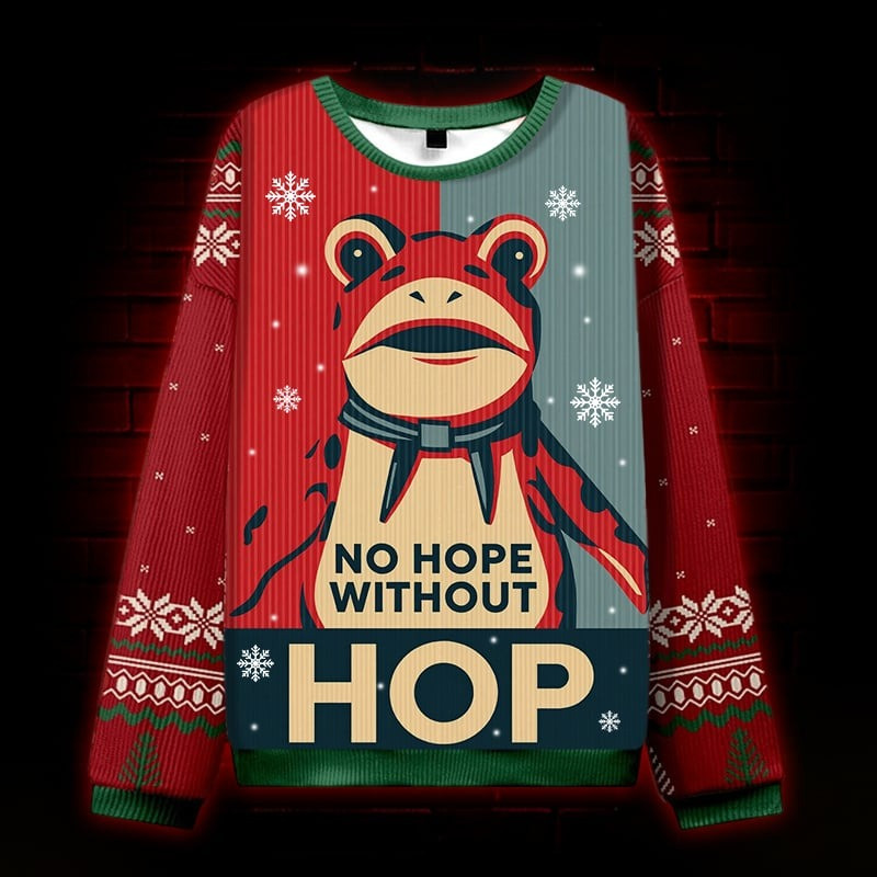 Portland Frog No Hope Without Hop Ugly Christmas Sweater Funny Xmas Gifts For Frog Lovers
