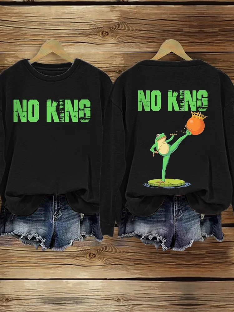 Portland Frog No King Sweatshirt Anti Fascist No Kings Protest Apparel Gifts Ideas