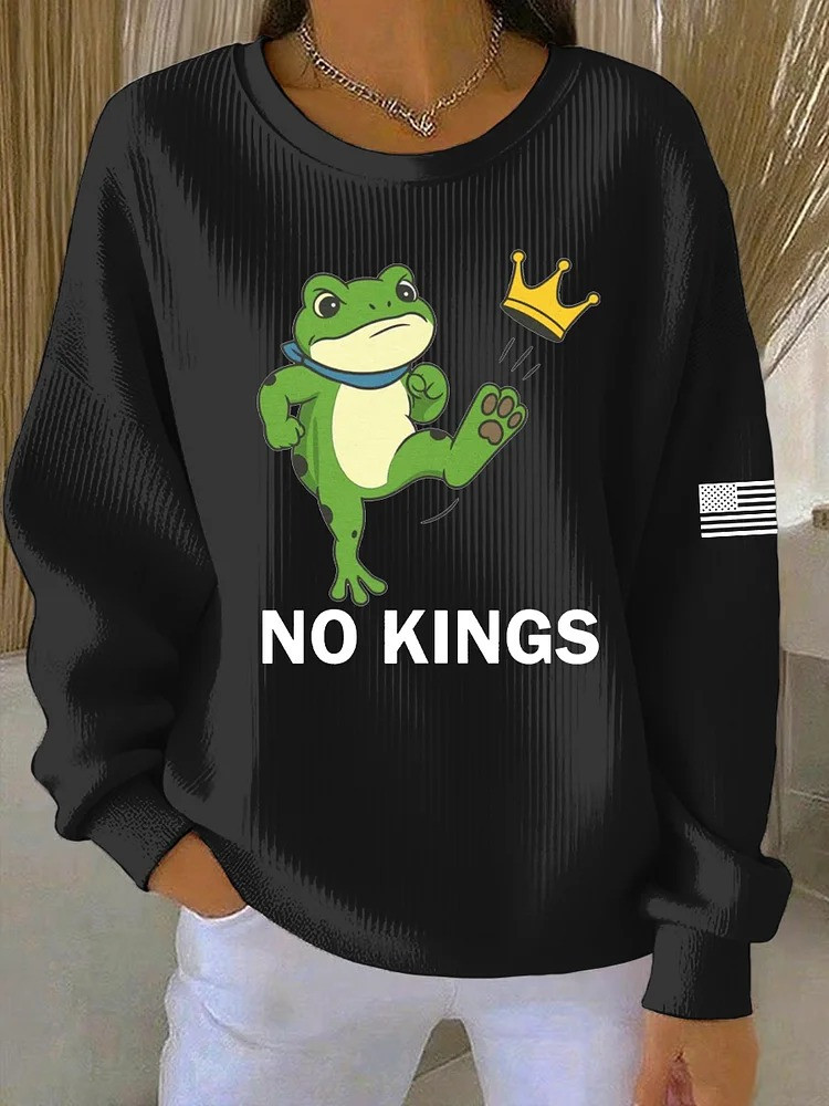 Portland Frog No Kings Sweatshirt USA Flag No Kings Protest Merch Liberal Political Gifts