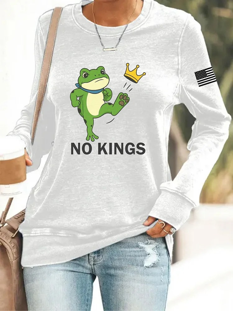 Portland Frog No Kings Sweatshirt USA Flag Sweatshirt Antifa Protest Merch Anti MAGA Gifts