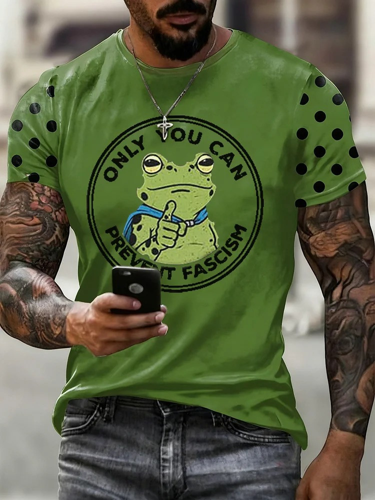 Portland Frog Only You Can Prevent Fascism T-Shirt Anti Fascist Protest Merch For Men