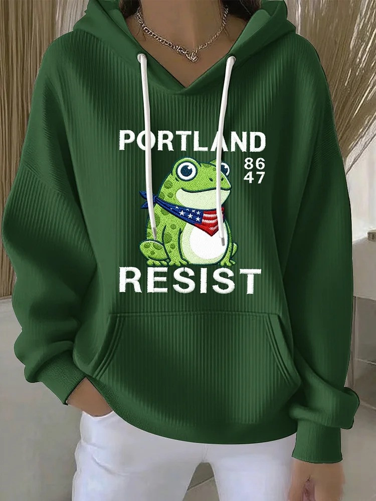Portland Frog Resist 86 47 Hoodie No Kings Anti Fascist Protest FDT Merch Gifts