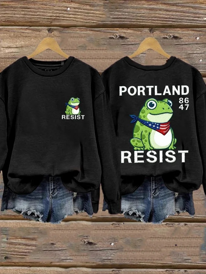 Portland Frog Resist 86 47 Sweatshirt Abolish ICE FDT Anti Fascist Protest Merch