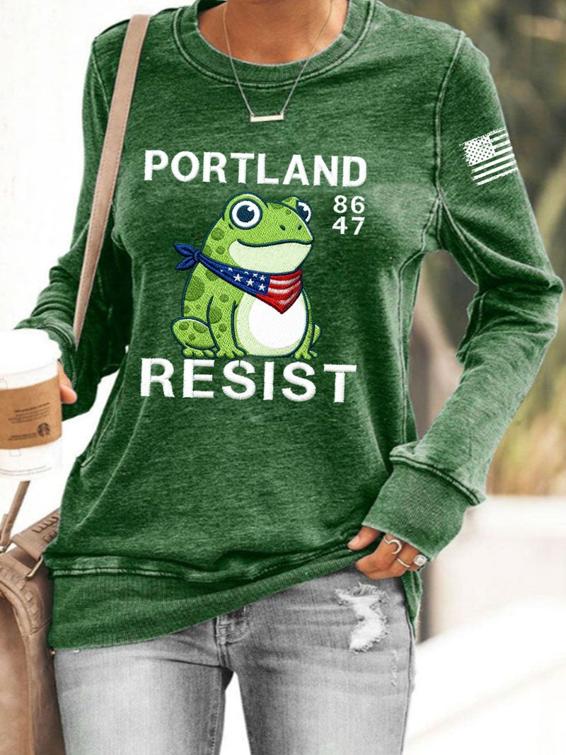 Portland Frog Resist 86 47 Sweatshirt American Flag Merch Anti MAGA Gift Ideas