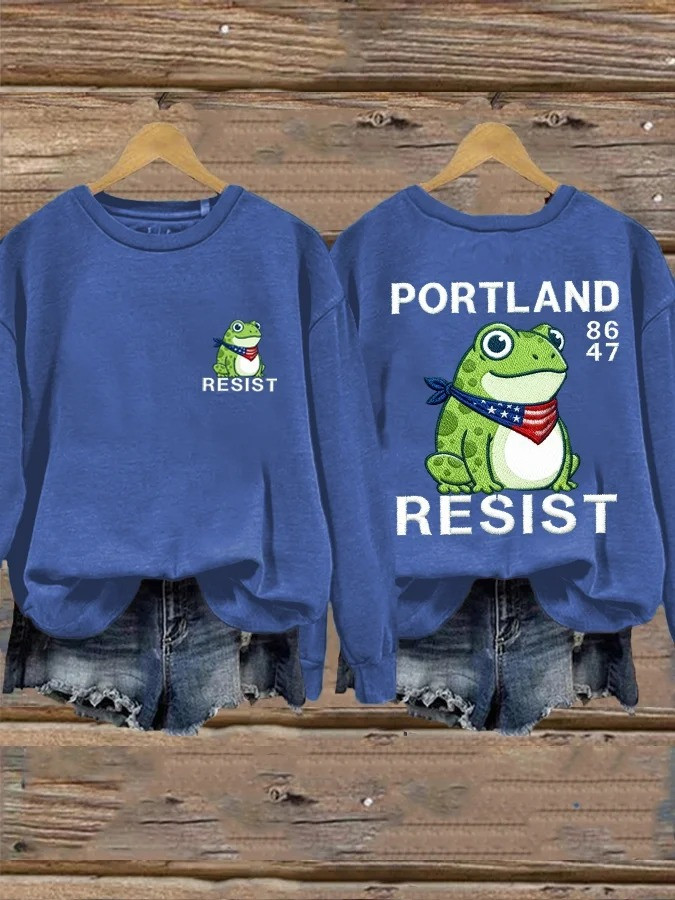 Portland Frog Resist 86 47 Sweatshirt Anti ICE No Kings FDT Apparel Gifts