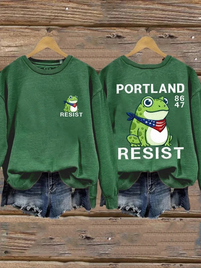 Portland Frog Resist 86 47 Sweatshirt Anti ICE No Kings Protest Apparel Gifts Ideas