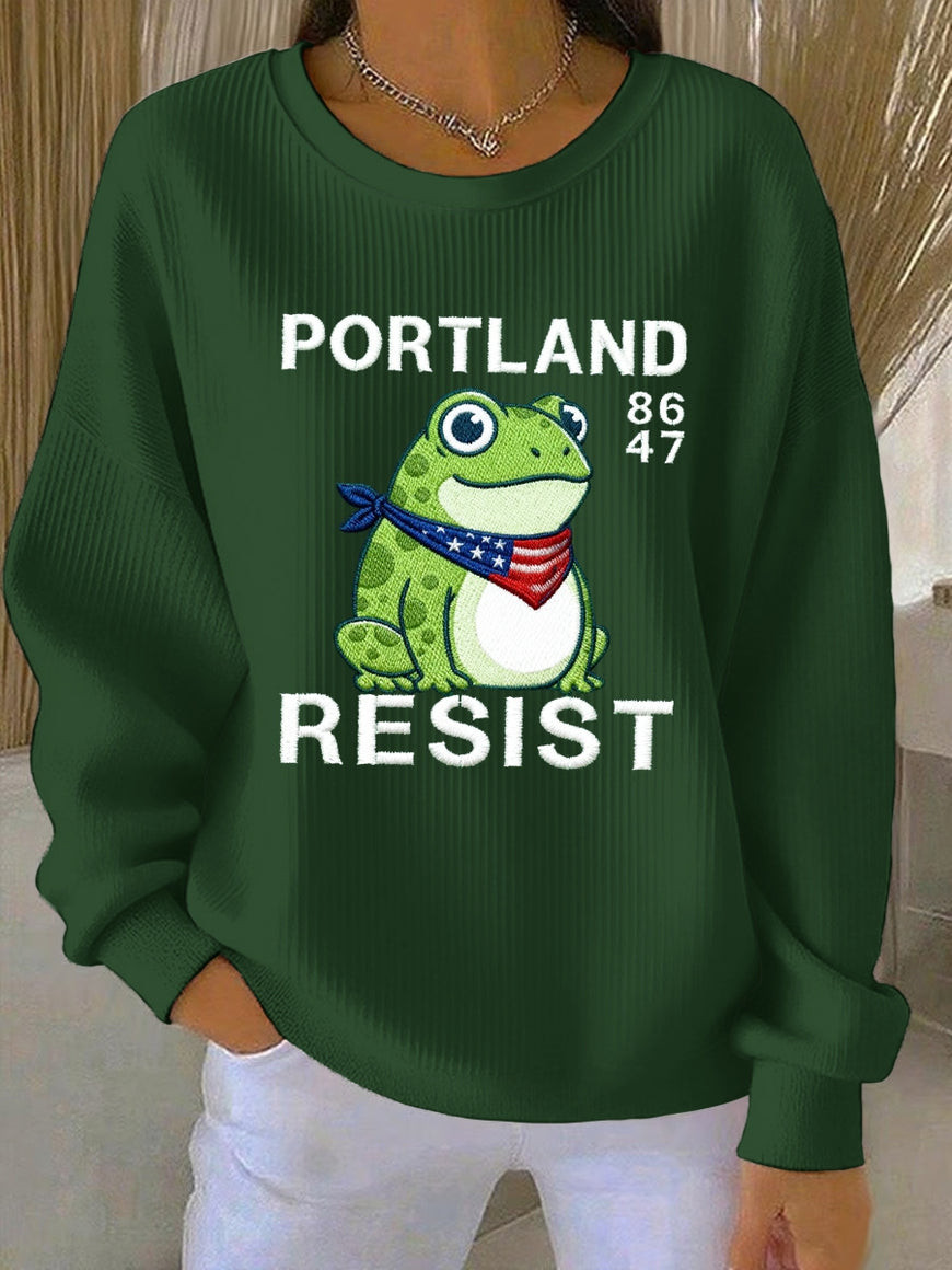 Portland Frog Resist 86 47 Sweatshirt FDT Anti Fascism Pro Democracy Merch Gift For Her
