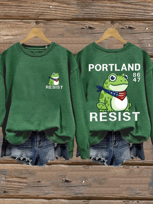 Portland Frog Resist 86 47 Sweatshirt No Kings Protest Political Clothes Freedom Gifts