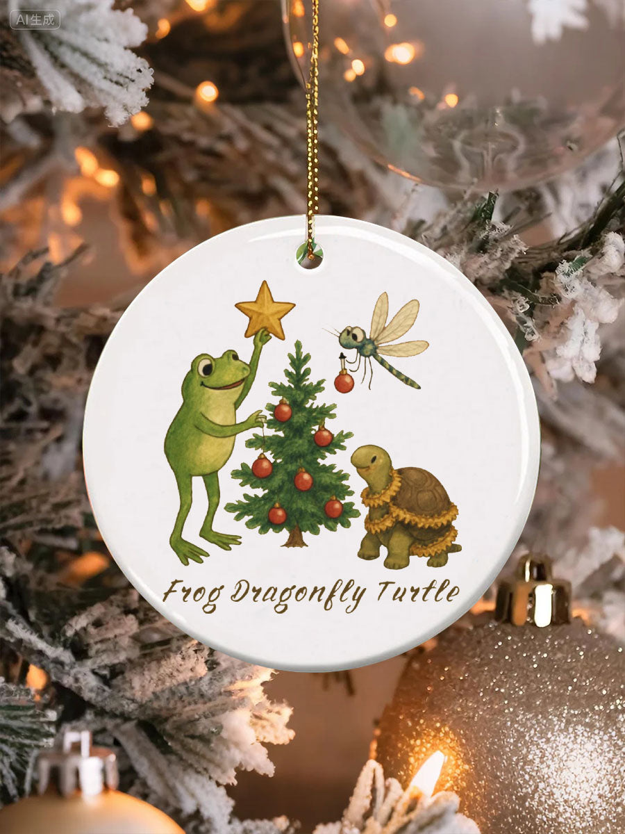 Portland Frog Resist Christmas Ornament Anti Fascist Protest Merch Xmas Tree Decorations