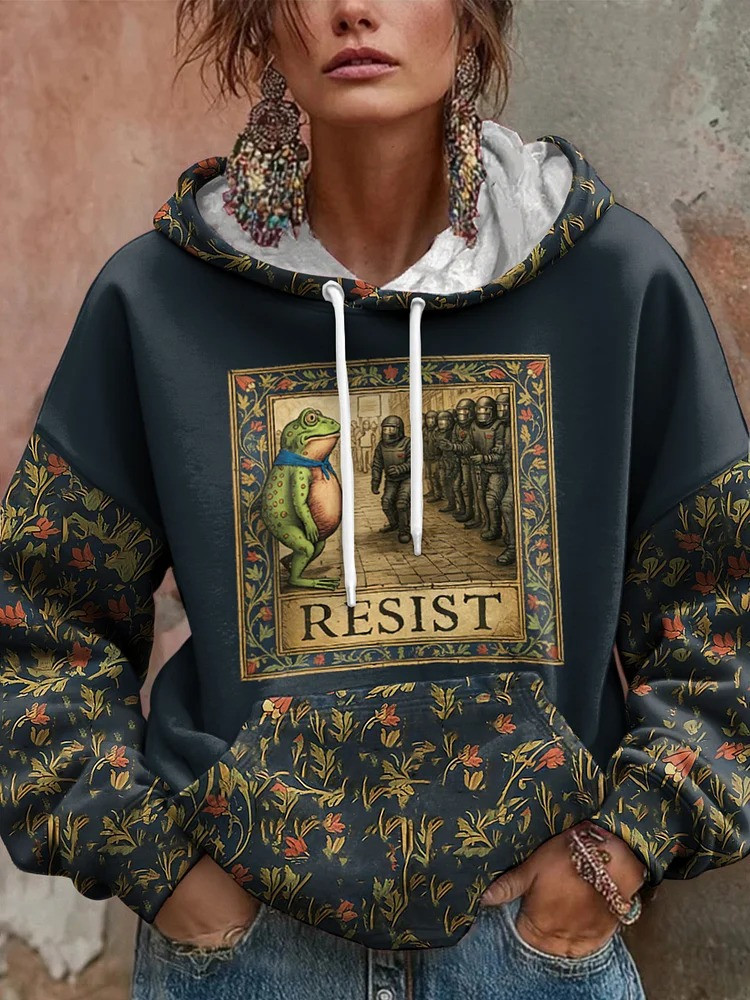 Portland Frog Resist Hoodie Portland Frog Protest Anti Fascist Merch Gifts For Her