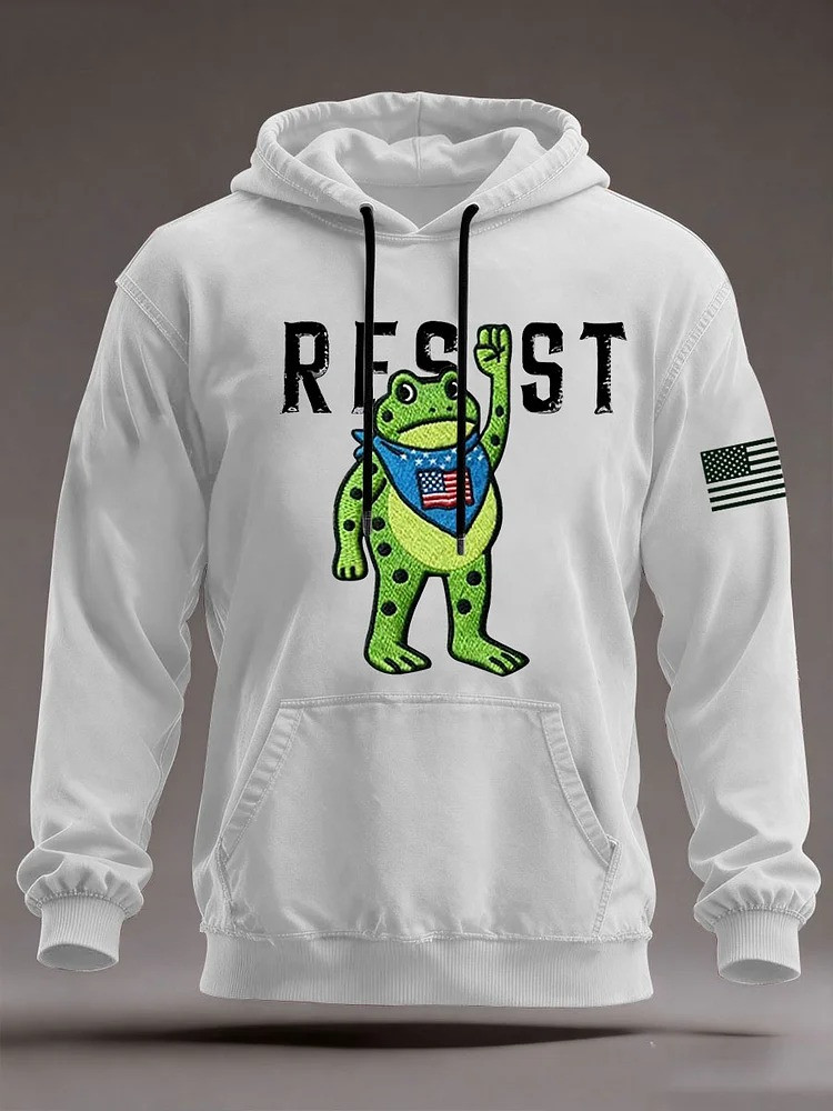 Portland Frog Resist Hoodie USA Flag Frog ICE Protest Apparel Gifts For Men