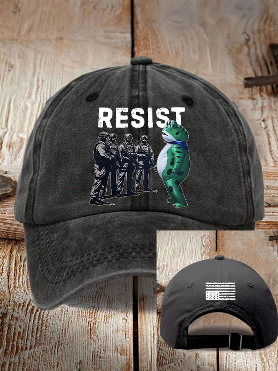 Portland Frog Resist Print Hat American Flag Hat FDT Gift for Democrats