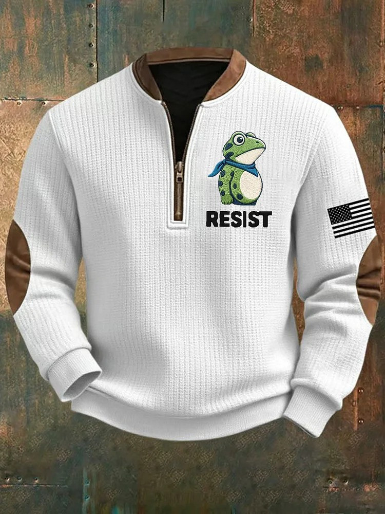 Portland Frog Resist Quarter Zip Sweatshirt USA Flag Abolish ICE Merch Gifts