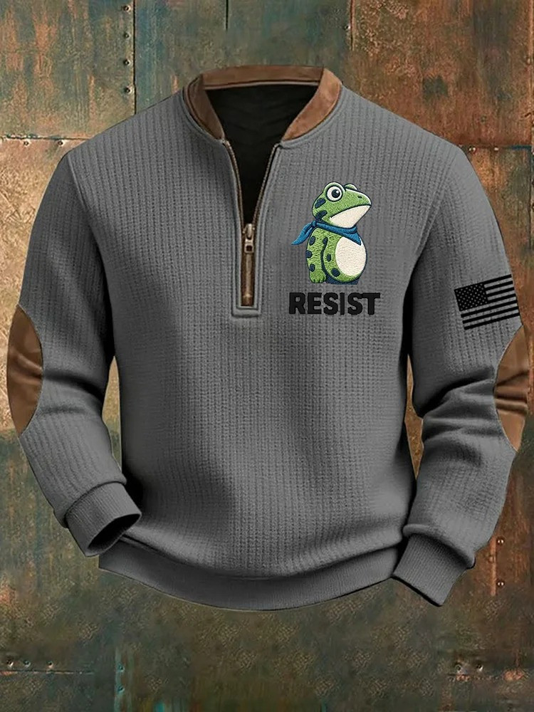 Portland Frog Resist Quarter Zip Sweatshirt USA Flag Anti ICE Merch Democrats Gifts