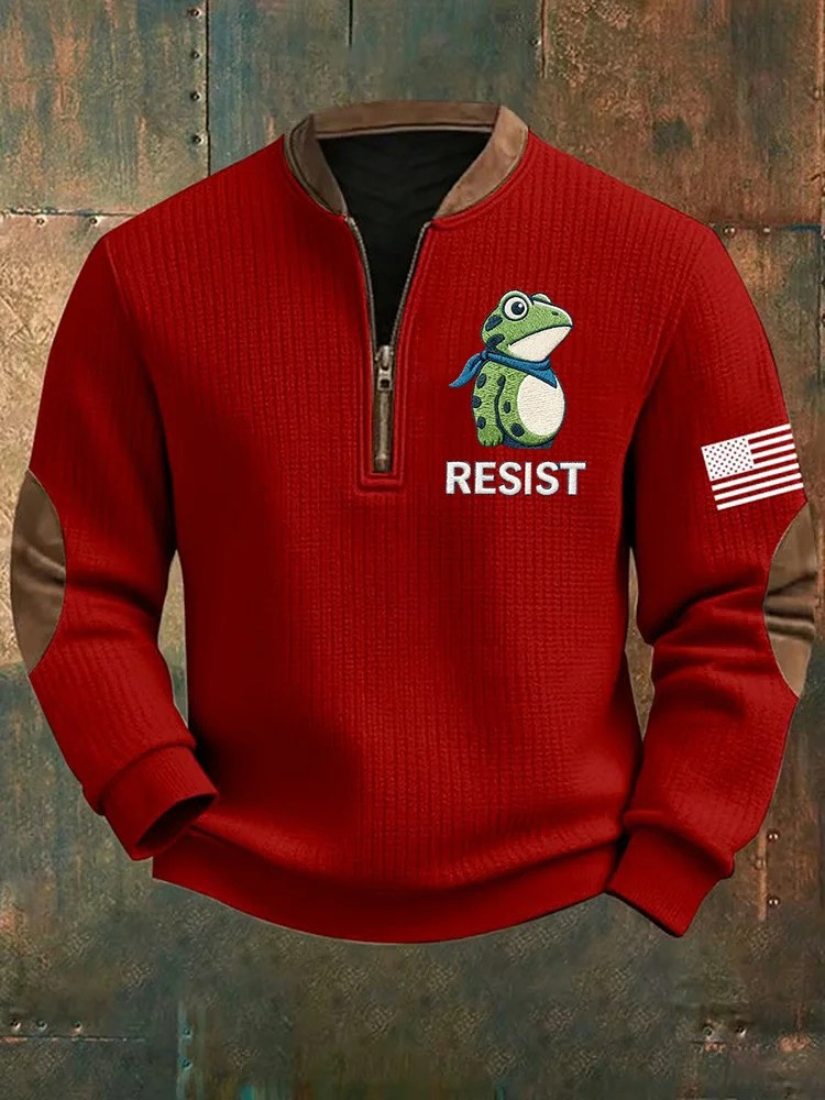 Portland Frog Resist Quarter Zip Sweatshirt USA Flag Anti ICE Merch Gifts For Liberal